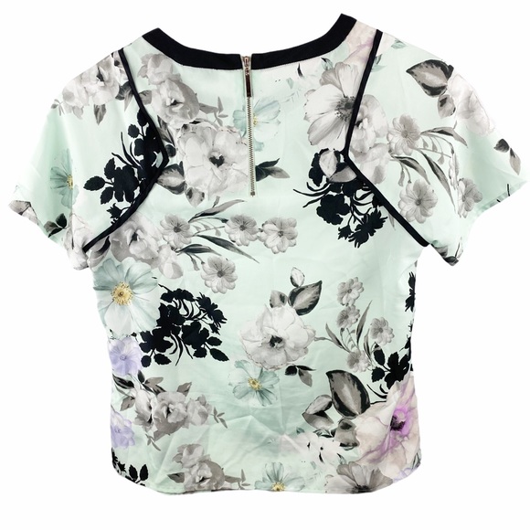 Nordstroms 1 State Floral Satin Puffy Sleeve Top Small - Picture 4 of 10